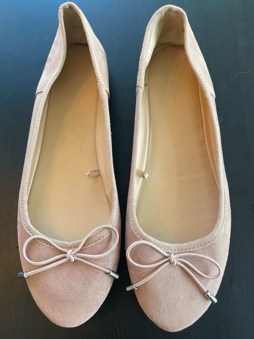 Joe Fresh Nude Suede-Look Ballet Flats with Bow